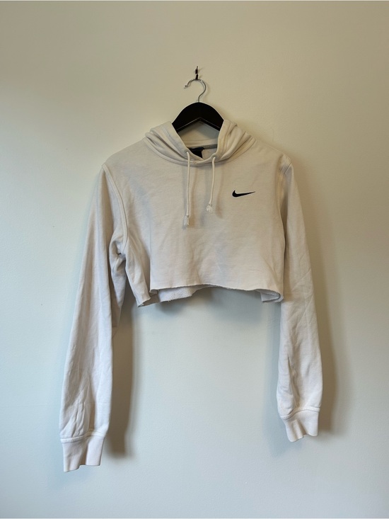 Nike Tops - Vintage 80s Nike Blue Tag White Cropped Hoodie